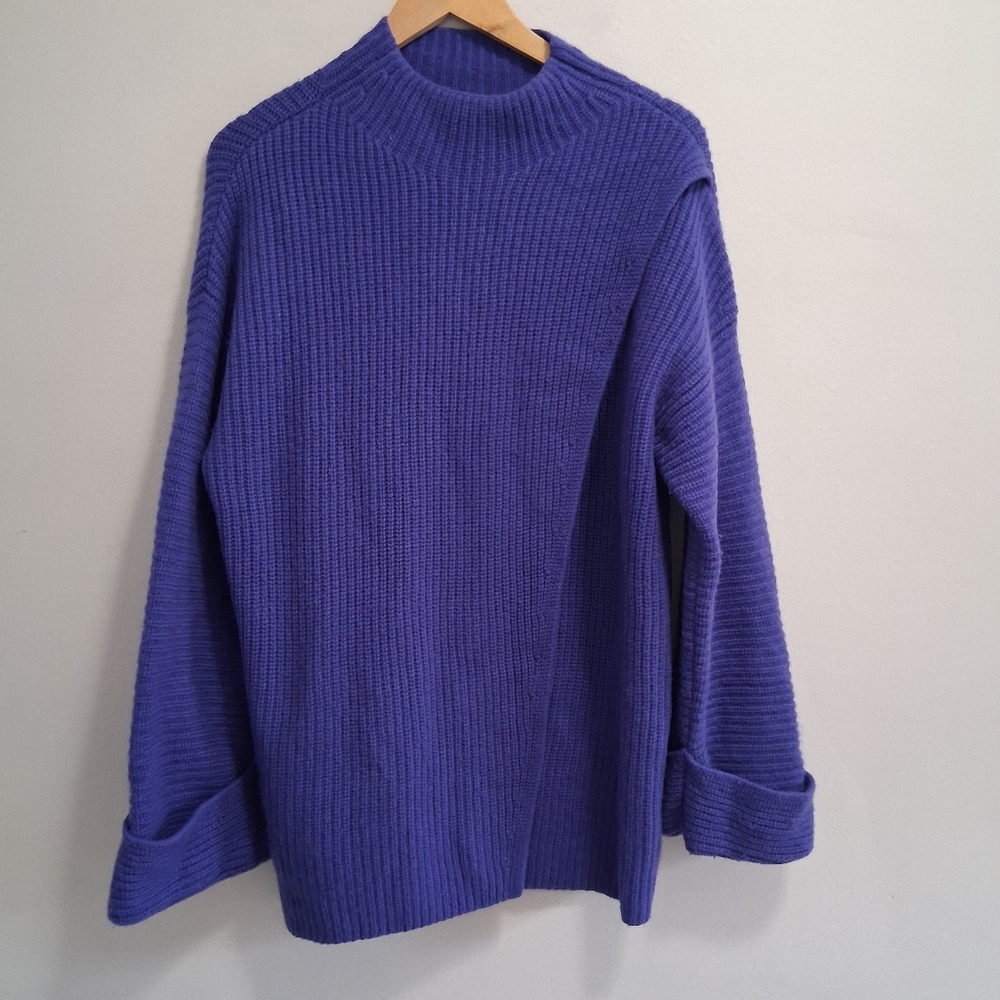 Athleta Azalea Merino Wool Cashmere Sweater Nobel Purple Sweater Size Large - Picture 3 of 12